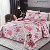 3-Piece Sweet Pink Quilted Bedspread Set With Floral Patchwork Print, Includes 1 Bedspread And 2 Pillowcases, Machine Washable, Suitable For All Seasons, Soft Breathable Comfortable Bedroom Dorm Room Decor Bedding Set